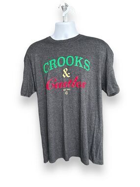 Crooks & Castles Gray Short Sleeve Logo Graphic T-shirt Men's Unisex Size 2XL